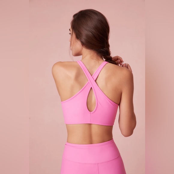 🆕 LoveShackFancy Bubblegum Pink Low Impact Athletic Sports Bra - Picture 10 of 13